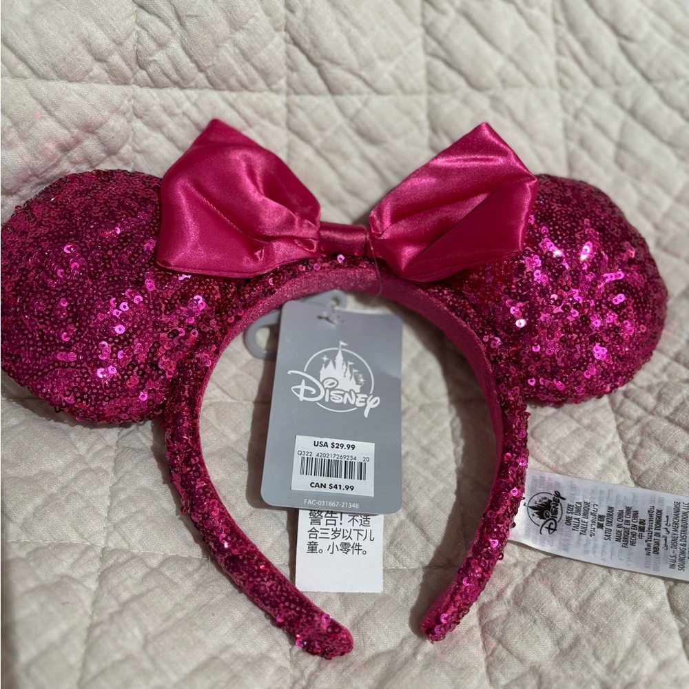 Authentic Disney Fuchsia Sequin Minnie Mouse Headband